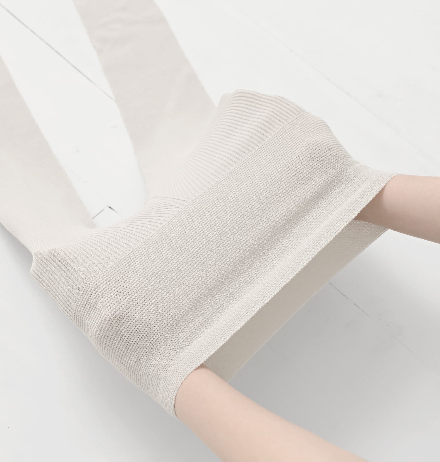 あしをつつむ / おなかを守るハラマキ付き リブ編みレギンス なめらかレーヨン