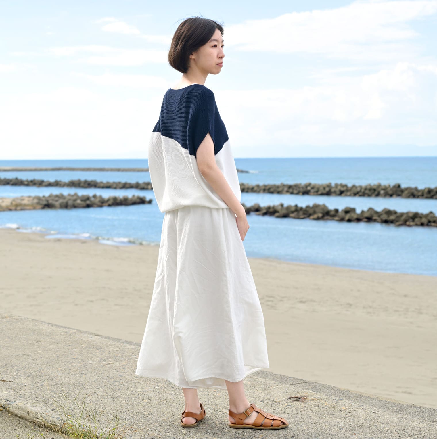 からだをつつむ 二の腕が気にならないプルオーバー 綿麻