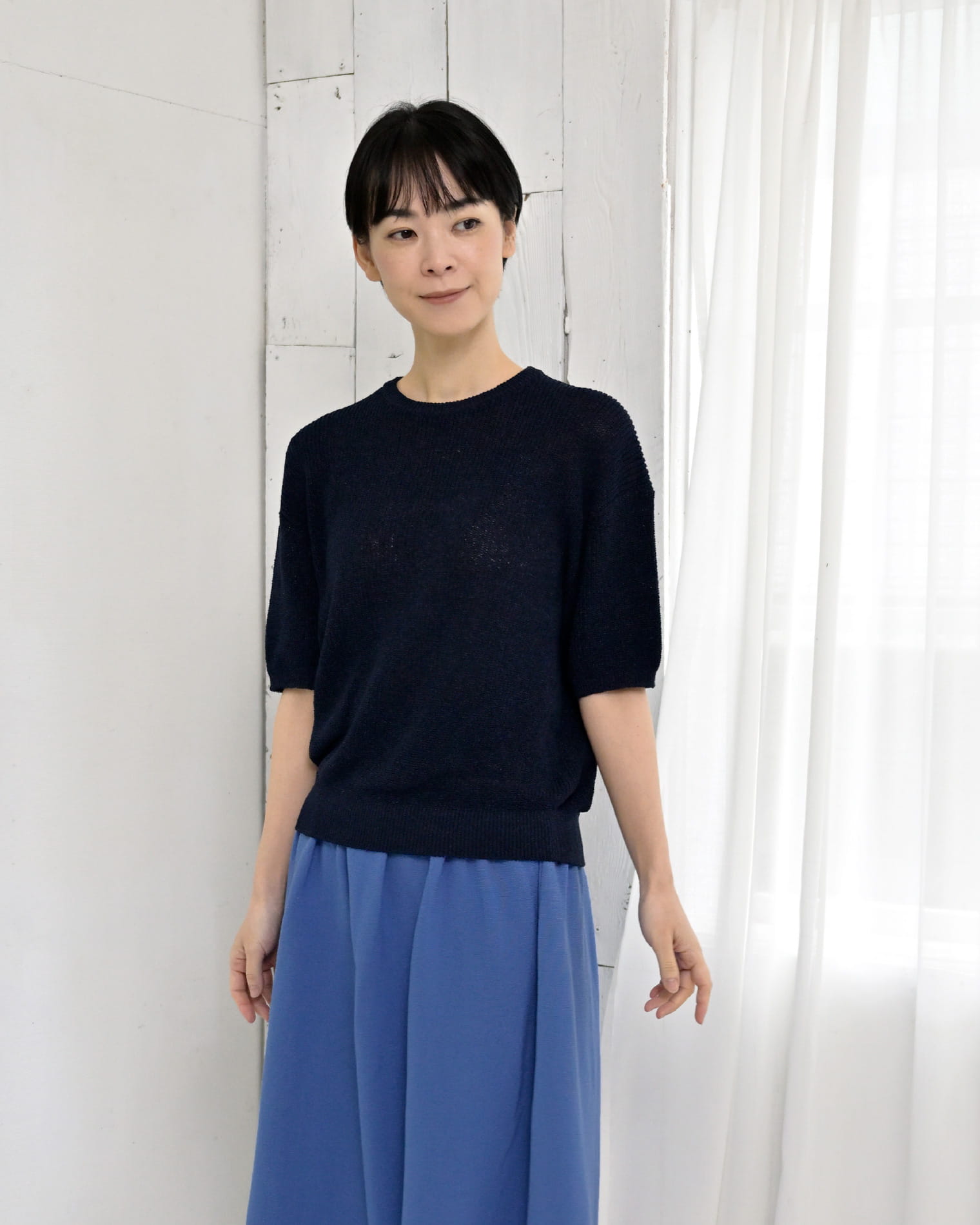 からだをつつむ 洗える畦編み和紙プルオーバー