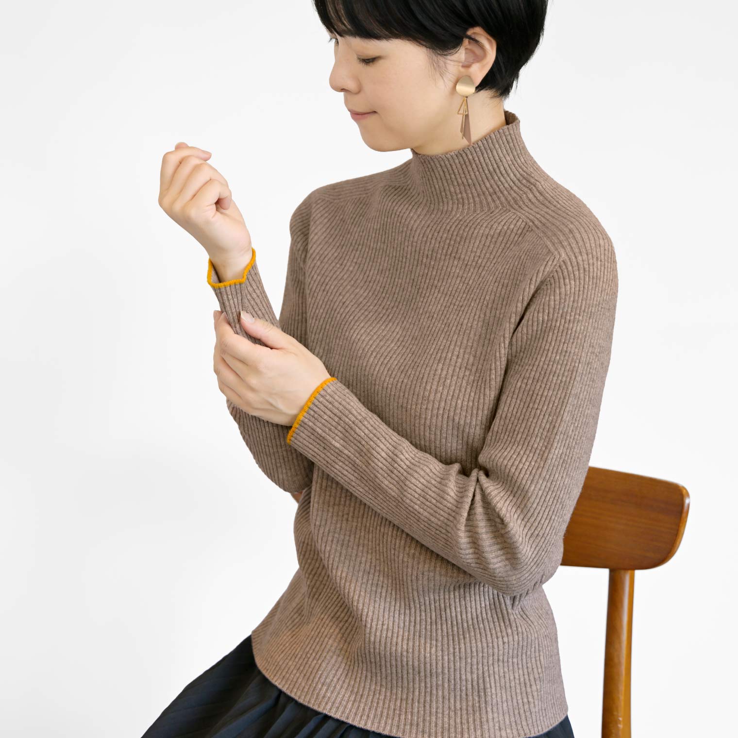 からだをつつむ / リブ編みプルオーバー ウールカシミヤ