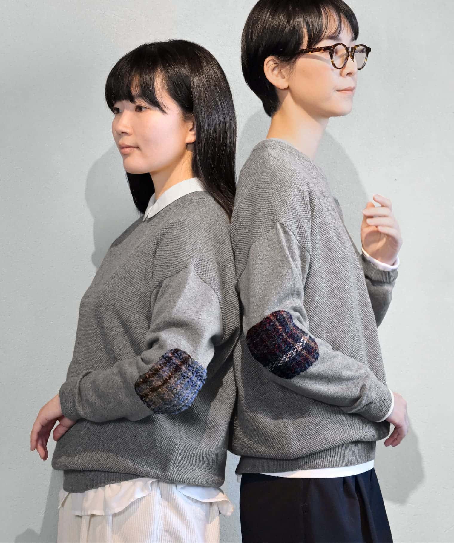 からだをつつむ / チェック柄エルボーパッチプルオーバー