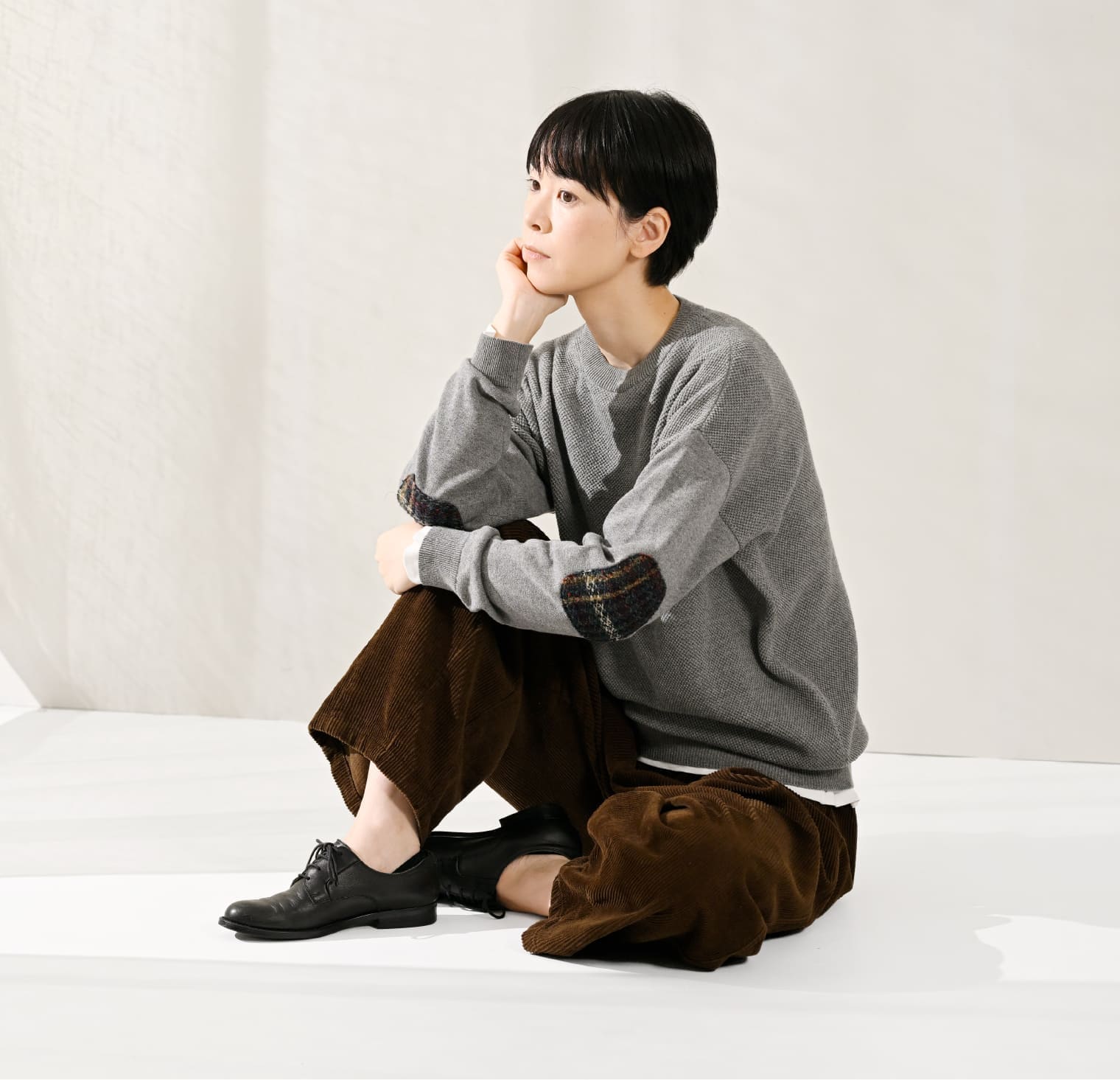 からだをつつむ / チェック柄エルボーパッチプルオーバー