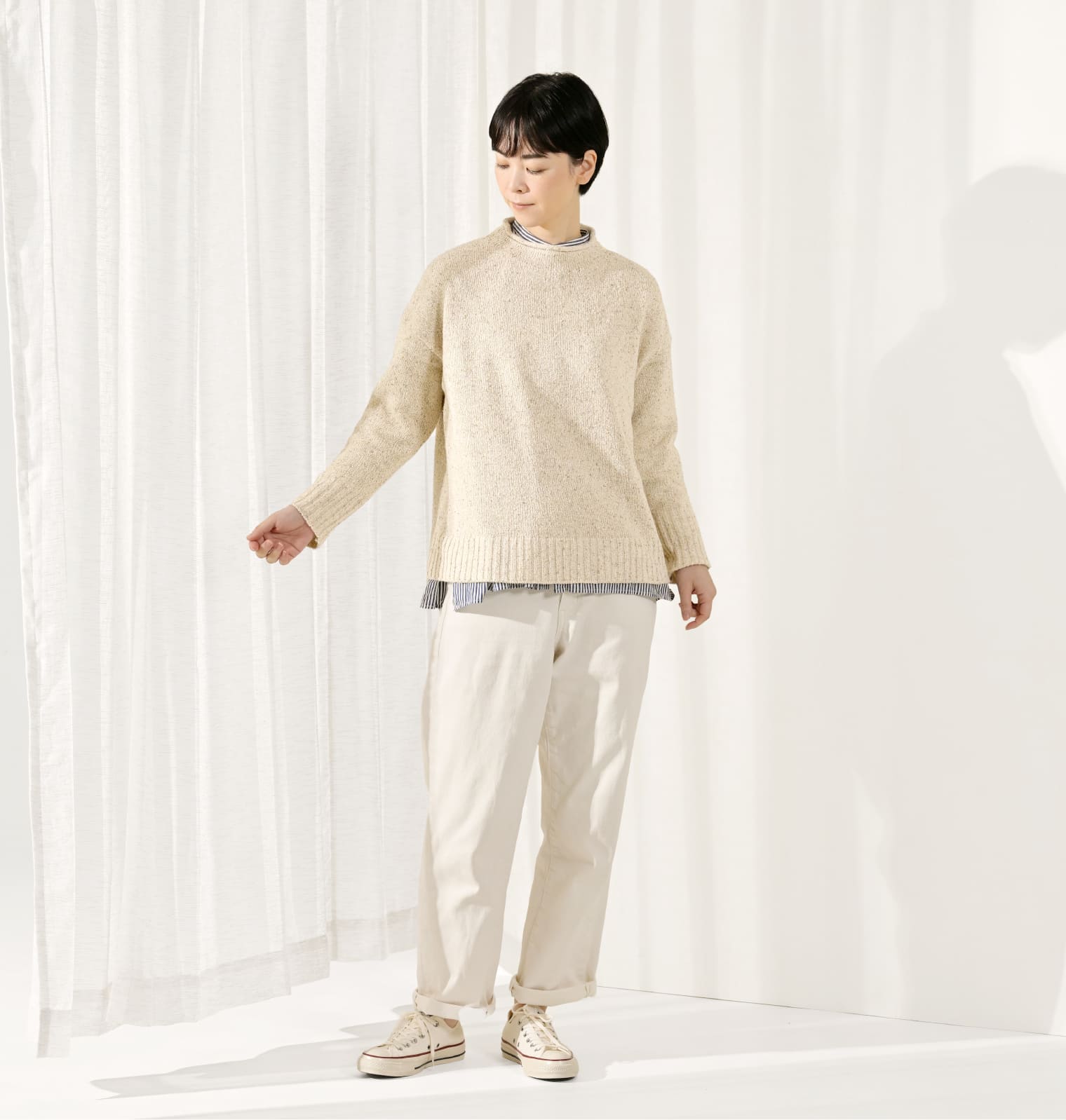 からだをつつむ / ツイードを楽しむ ボトルネックプルオーバー