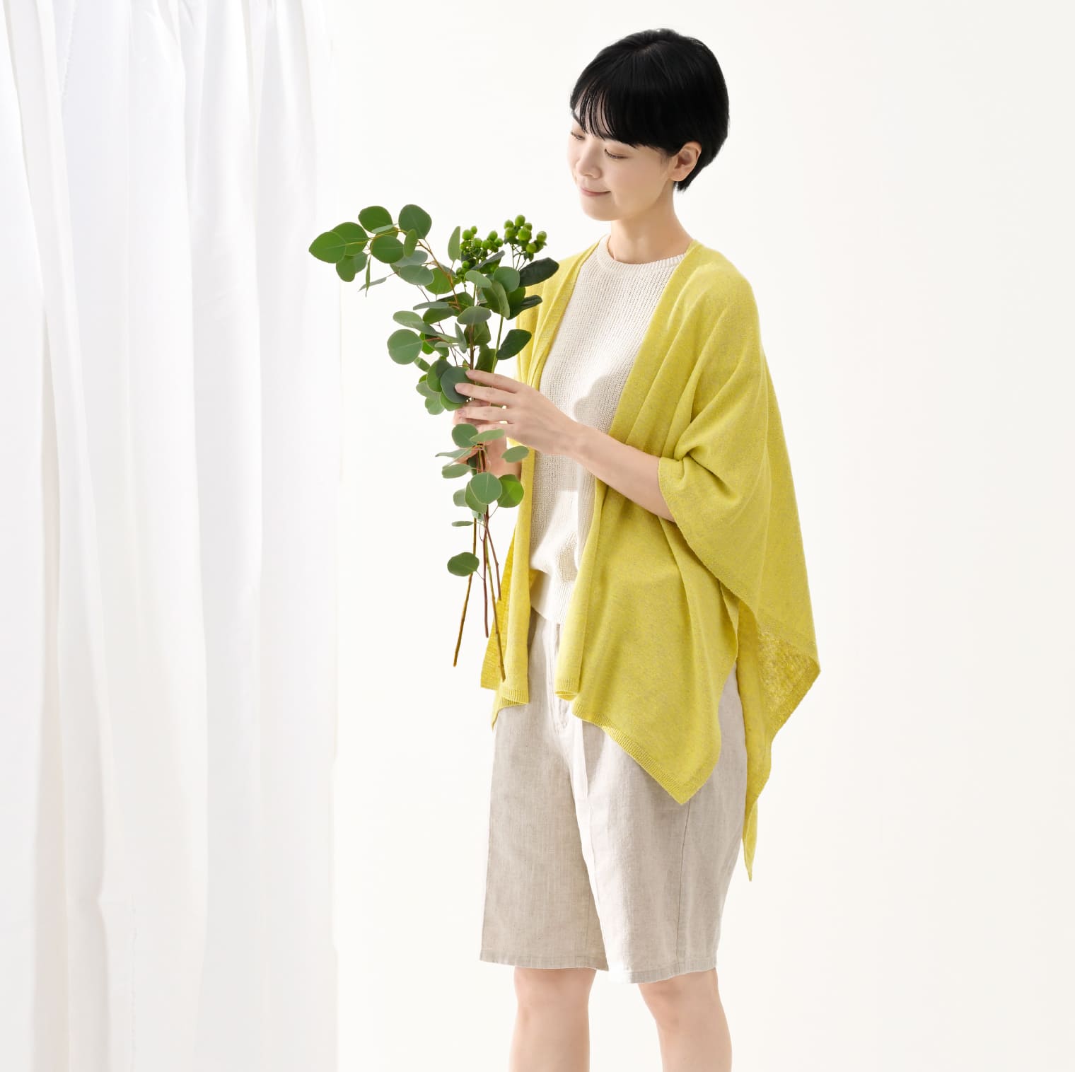 tate-S 羽織るポンチョ 手洗いできるシルクリネン