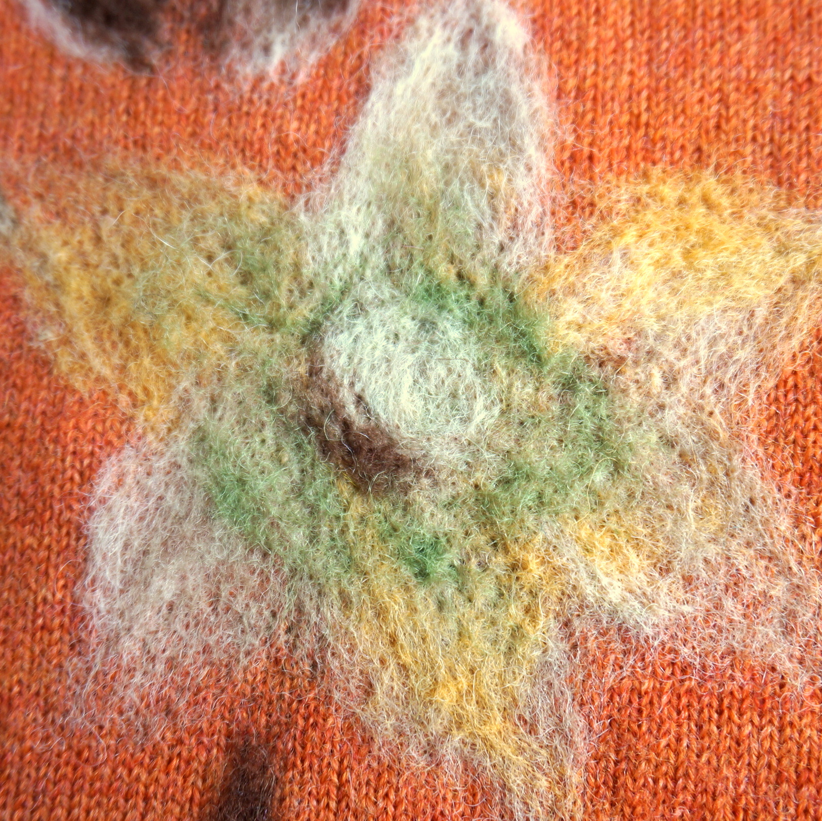 天竺に5色の綿を使用したニードルパンチぼかし花柄花のぼかし方に